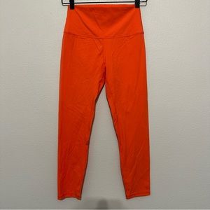 Born primitive women’s neon orange high rise workout leggings 7/8 length L large